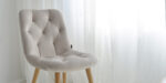 dining chair in cream velvet and oak legs