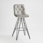 bar chair with metal legs and grey velvet