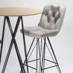 bar chair with metal legs and grey velvet