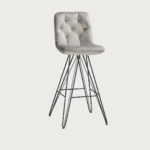 bar chair with metal legs and grey velvet