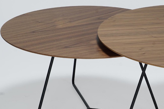 coffee table set with walnut top