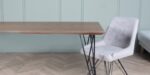 extendable dining table with metal and oak wood