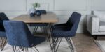 extendable dining table with metal and oak wood