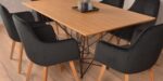 extendable dining table with metal and oak MDF venner