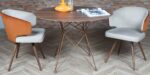 round dining table with metal and walnut wood