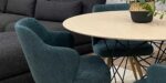round dining table with metal and oak wood