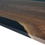 dining table with walnut and black epoxy