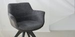 dining chair in grey upholstery and black legs