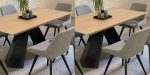 extendable dining table with two black metal legs